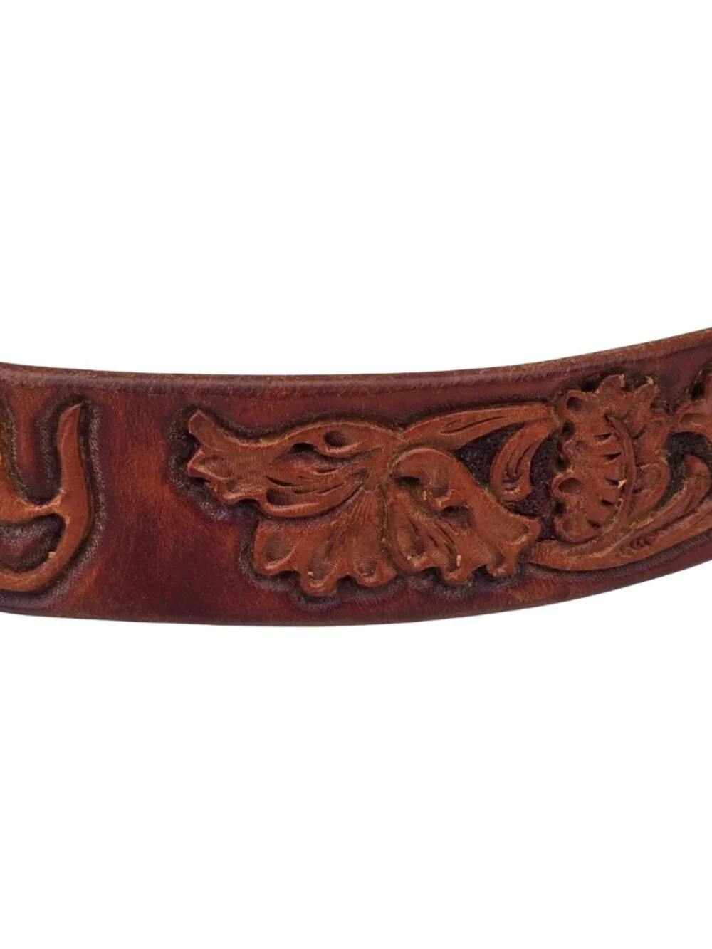 Custom Tooled Leather Belt Lindsey Child Size Western Cowboy Kid Sundance WY Vtg